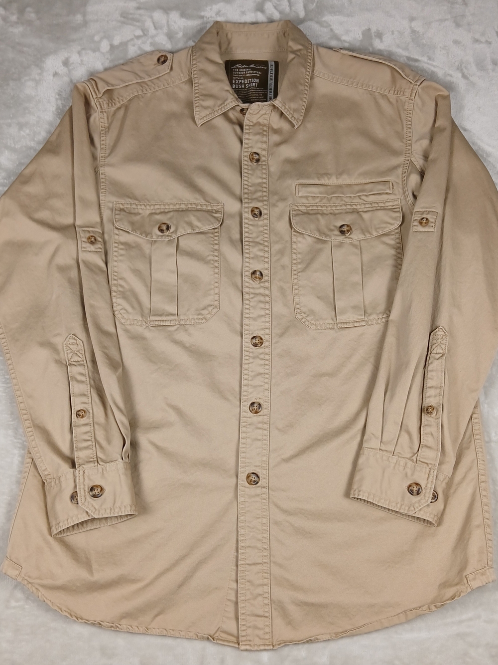 Eddie Bauer Heritage Expedition Bush Shirt M Men's Khaki Safari Field Gorpcore